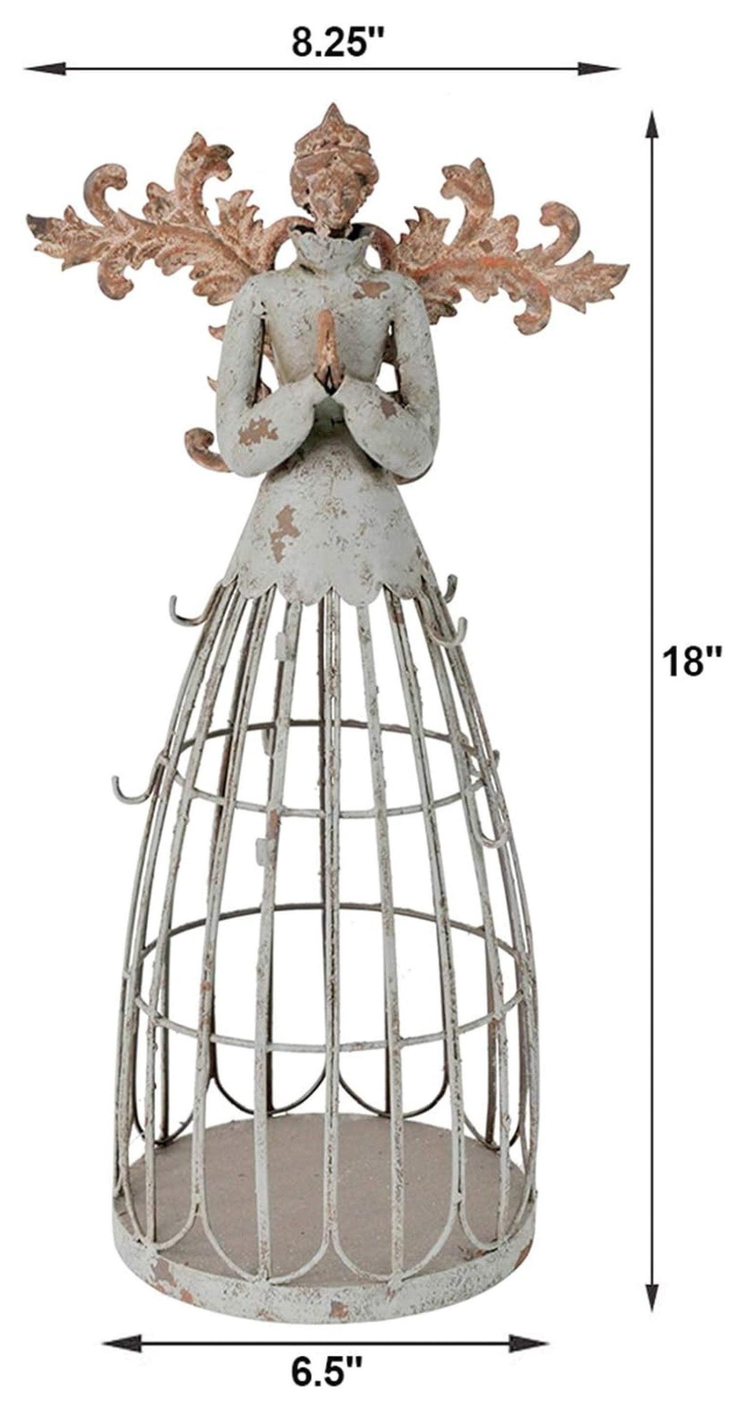 Angel Garden Statue Outdoor Antique Metal Yard Art Decor Lawn Patio Decorations Garden Trellis for Climbing Plants Potted Vines Roses (18" H)