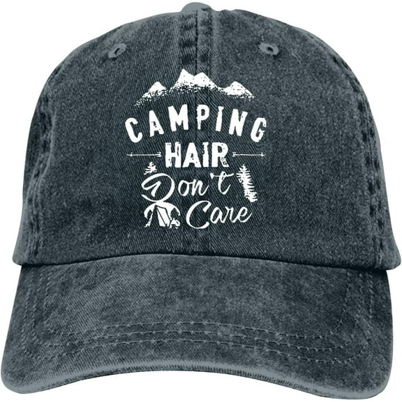 Camping Hair Don't Care Baseball Cap Vintage Adjustable Washed Hats Cowboy Hats Denim Dad Hat for Men Women Boy Girl
