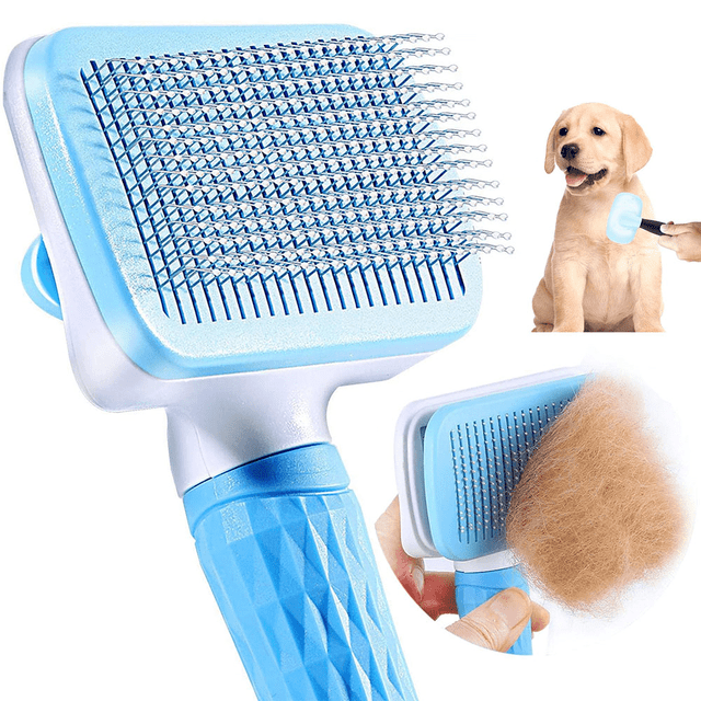 1pc Gentle Pet Wire Brush - Ergonomic Soft-Grip Handle, Advanced Self-Cleaning Design, Gentle Floating Pins for Easy Hair Removal - Suitable for Dogs and Cats of All Sizes and Breeds