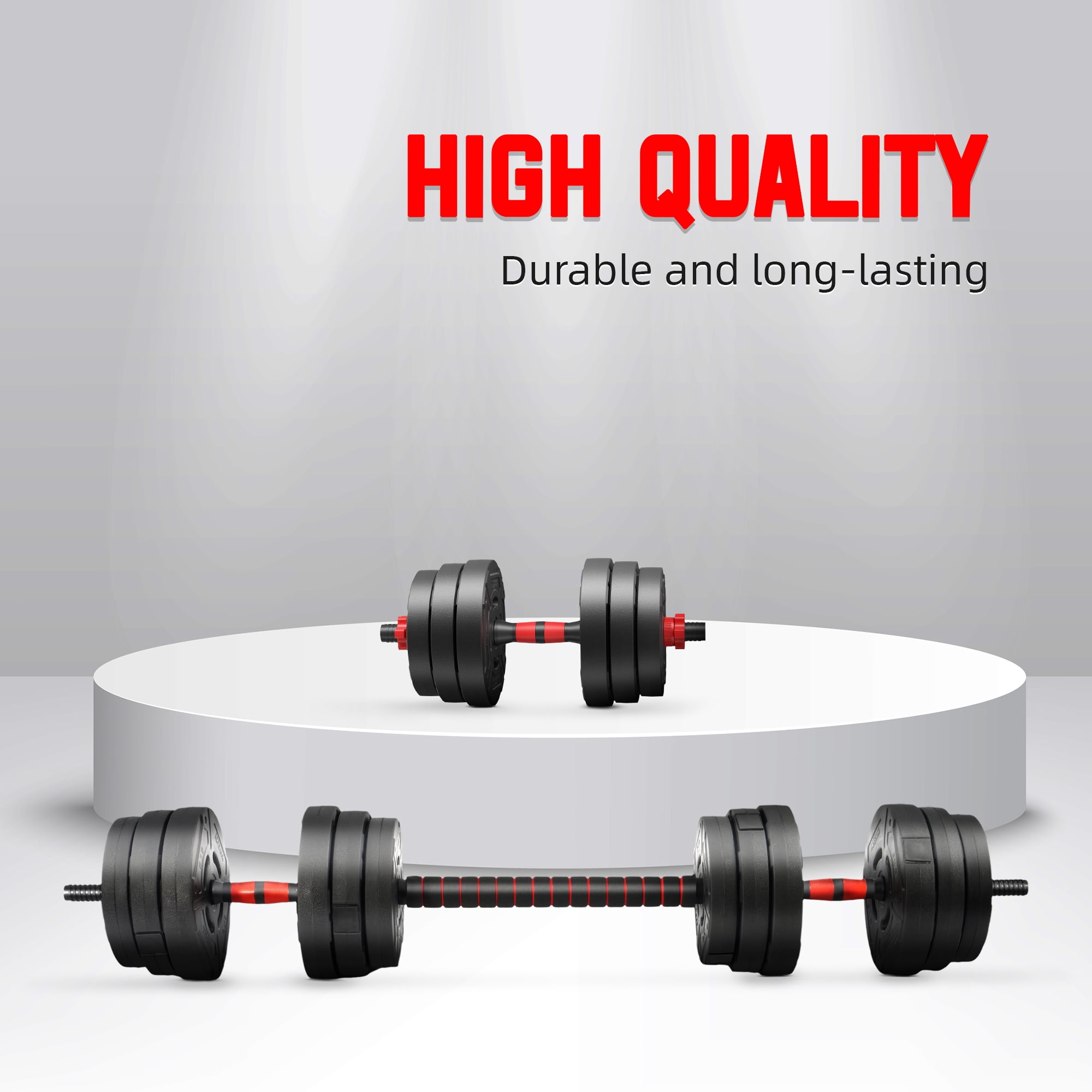 Signature Fitness Adjustable Dumbbell Set, Portable Design with Changeable Weight Plates and Non-Slip Handles for Home Gym Workouts