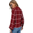 thumbnail image 2 of Uhndy Women's Cross Neck Lantern Long Sleeve Shirt Chiffon Top,T-Shirt for Women with Short Sleeve Loose Gradient Style Blouse RED M-LQ, 2 of 3