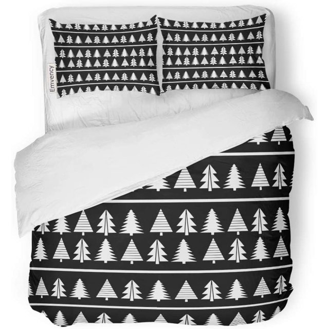 ABPHQTO Juego de ropa de cama de 3 piezas, vacaciones, Navidad, saludo, Año Nuevo, árboles antiguos, abeto, funda nórdica con 2 fundas de almohada