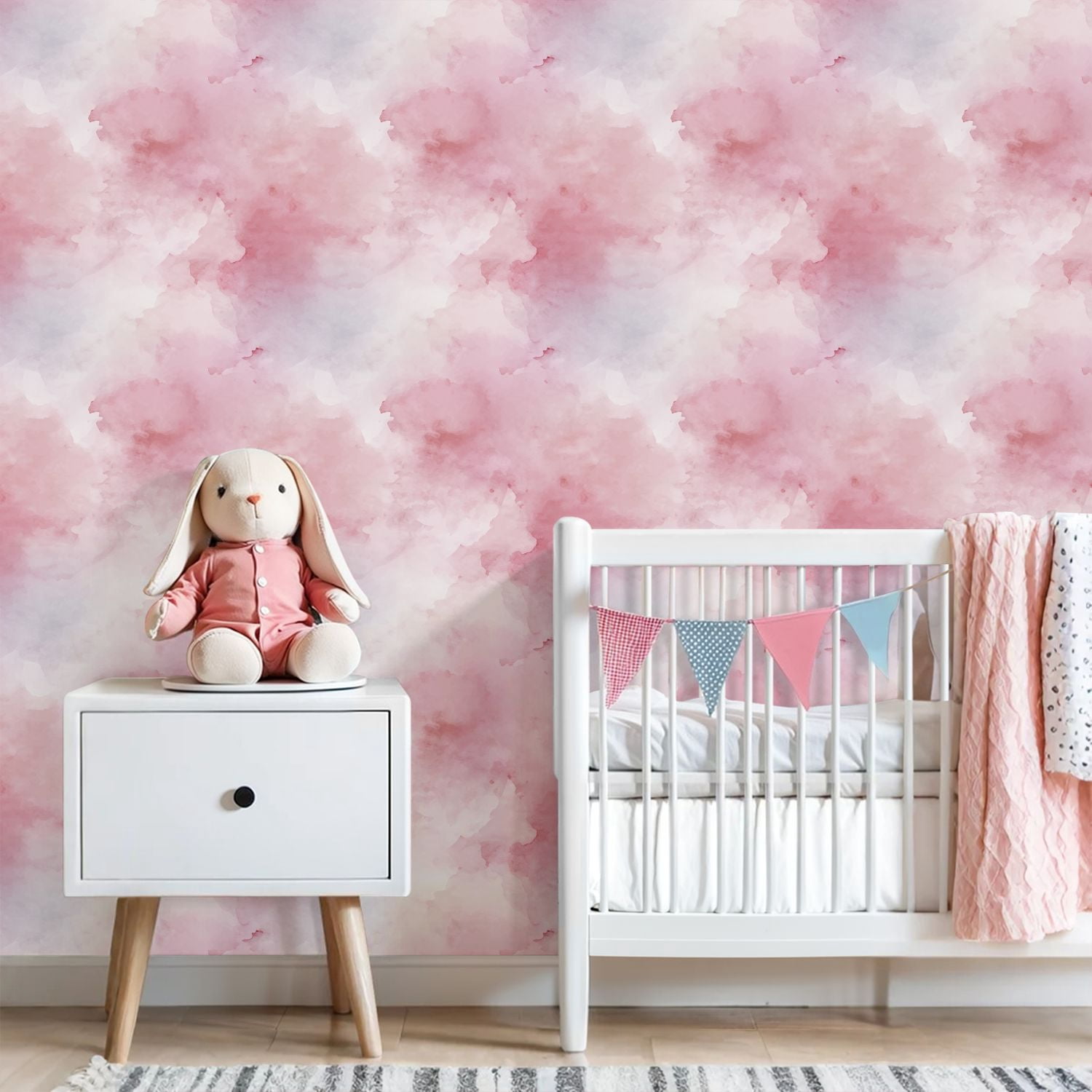 Peel and Stick Wallpaper Soft Pink Watercolor Abstract Blush White Hues Wall Mural 23.6in x 9.8ft Self Adhesive Removable Wall Paper Renter Friendly Wallpaper for Nursery Bedroom Cabinets