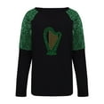 thumbnail image 4 of Zedker St. Patrick's Day T-Shirt Womens Funny Shamrock Printed Sequined Splicing Sleeve Casual Lucky Clover Heart Graphic Tee Tops, 4 of 9