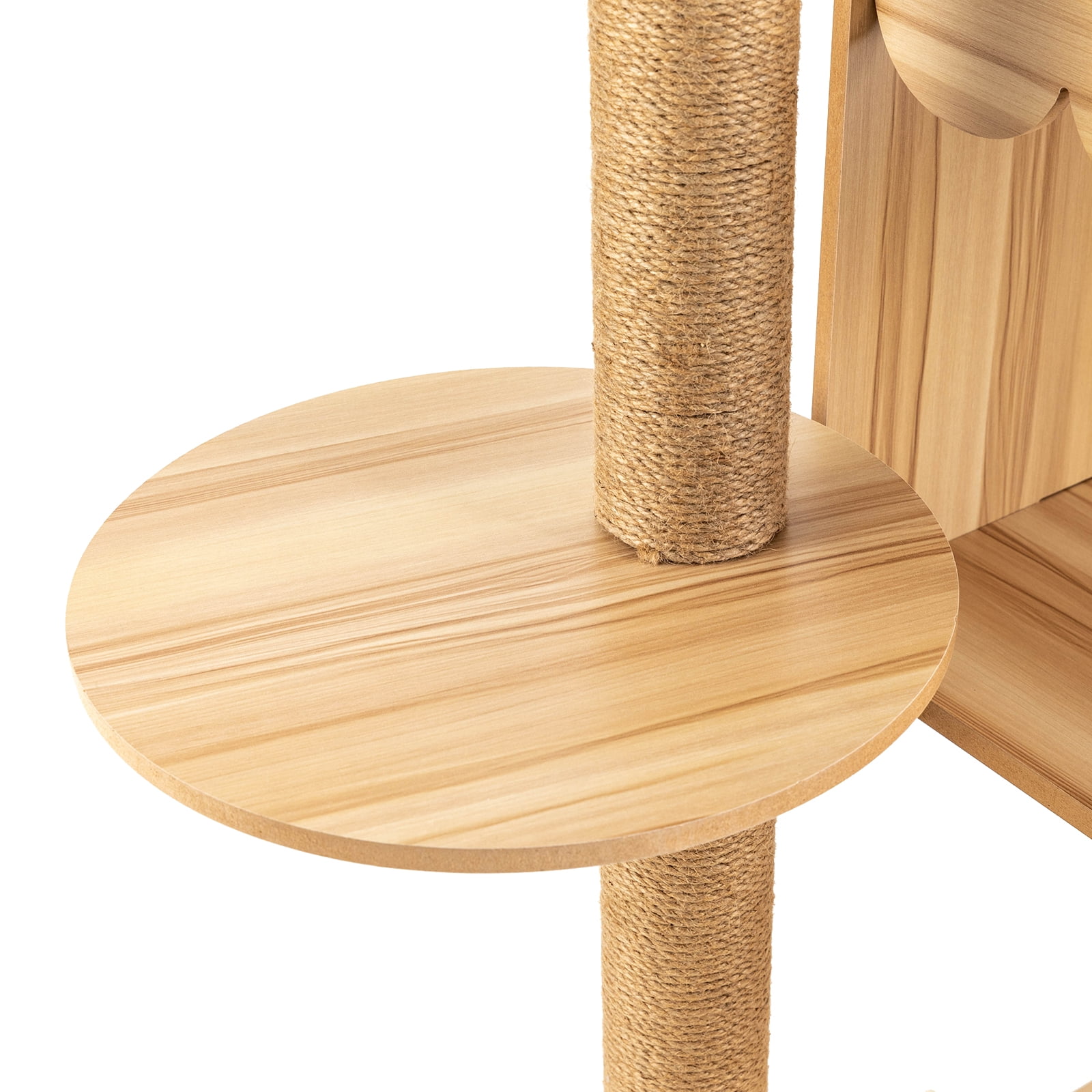 Wildnix Cat Tree with Fence Design, Comfortable Cushion for Cats, Safe Viewing Platform, Modern MDF Construction with Hemp Rope and Acrylic