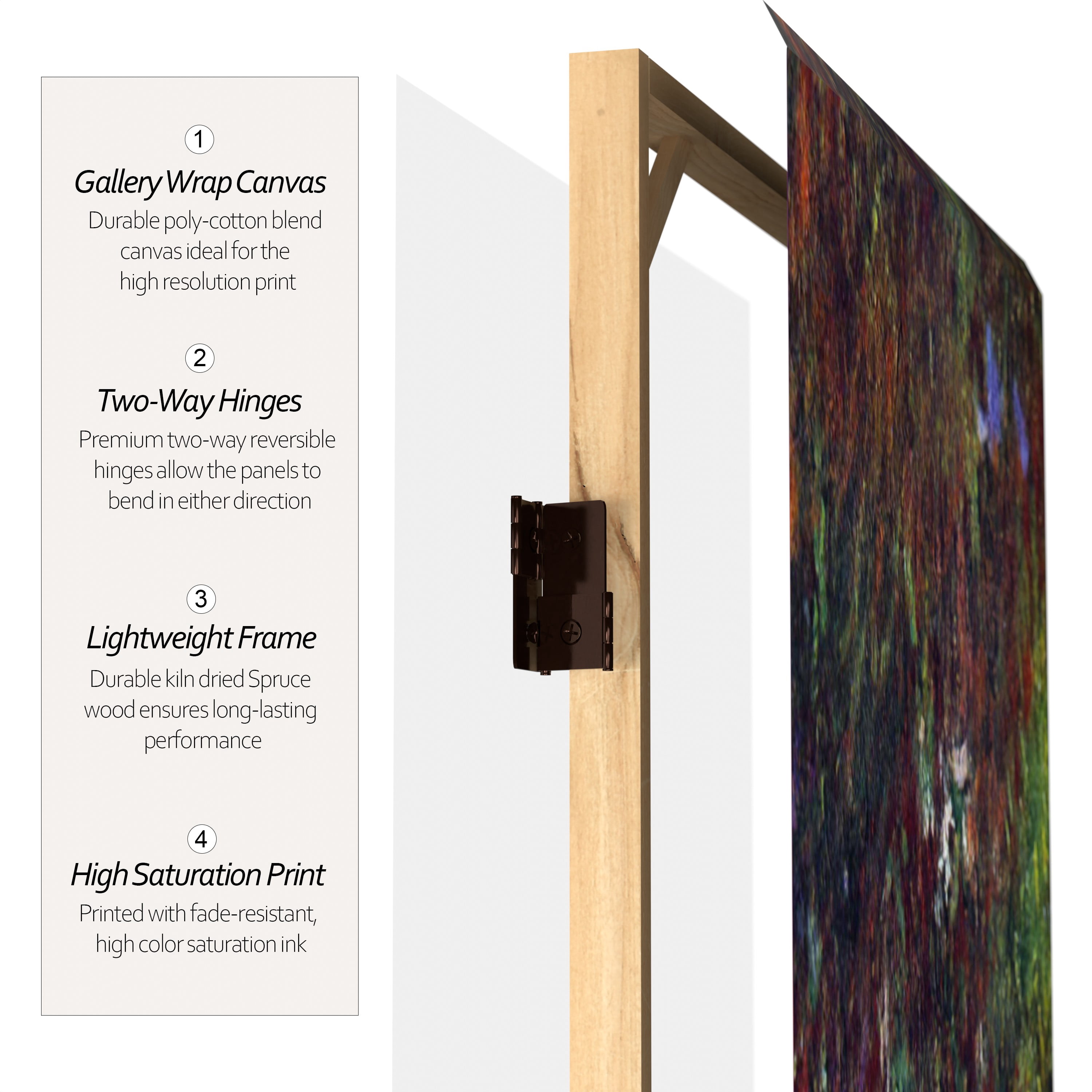 Red Lantern 3 ft. Short Monet Canvas Folding Screen - Lilies/Garden at Giverny