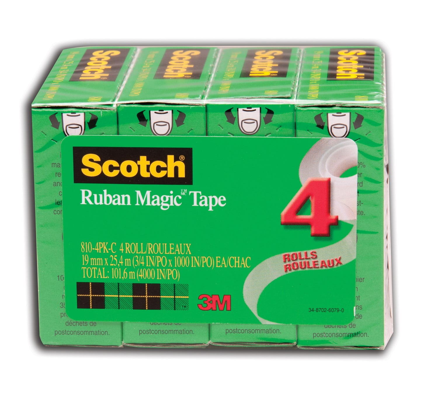 Scotch Magic Tape, 3/4 x 1,000, 4 Ct