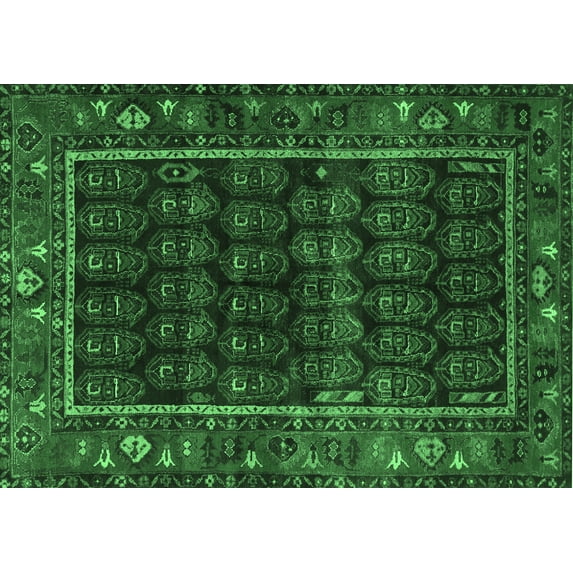Ahgly Company Indoor Rectangle Persian Emerald Green Traditional Area Rugs, 4' x 6'