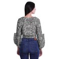 thumbnail image 2 of Moomaya Printed Womens Crop Top Wrap Style Top Wear Ruffle Long Sleeve Casual Summer Blouse, 2 of 6