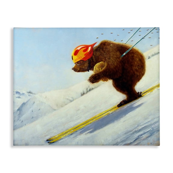 Stupell Industries The Heist Skiing Bear Canvas Wall Art design by Lucia Heffernan, 16 x 20