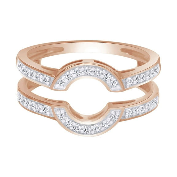 Round White Cubic Zirconia Curve Wrap Solitaire Enhancer Guard Ring in 10k Rose Gold Ring Size - 11.5