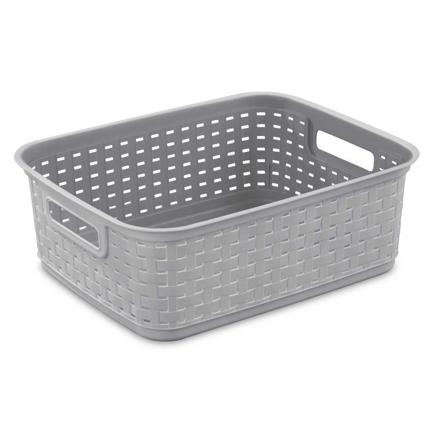 Details about   Uumitty 8 Litre Medium Plastic Kitchen Weave Woven Storage Basket White And 4 