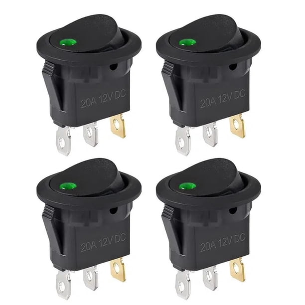 Interruptor Inteligente Interruptor 12 V balancín iluminado impermeable DC 20 A para barco coche verde 4 piezas Likrtyny Para estrenar