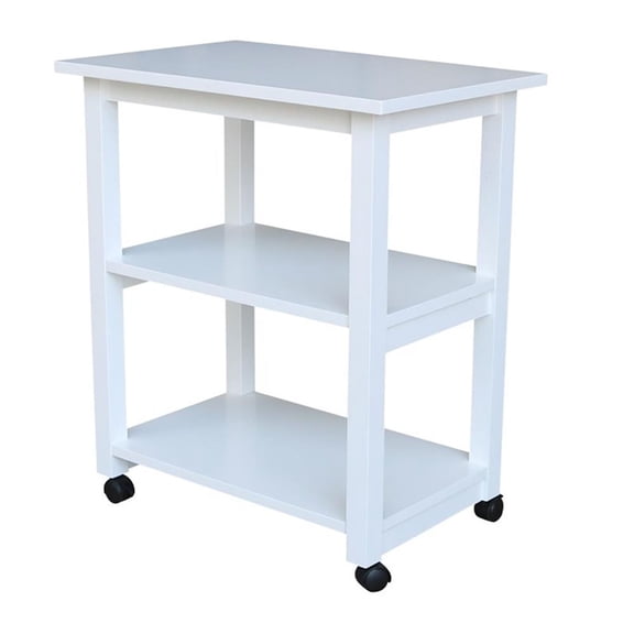 Pemberly Row Contemporary Solid Wood Microwave Cart in White