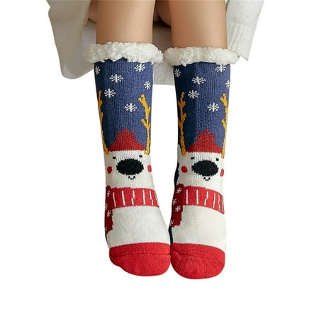 

Licupiee Women Winter Fuzzy Warm Cozy Fleece Lined Slipper Socks Soft Thick Non-Slip with Grippers for Christmas Presents
