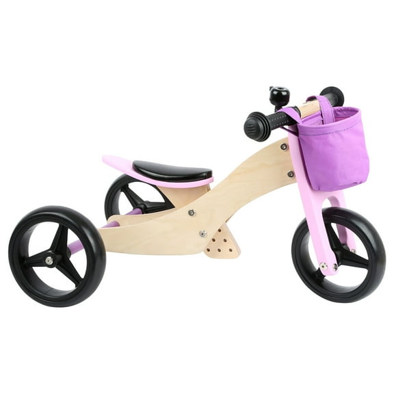Small Foot Wooden Toys Training Balance Bike/Trike 2-in-1 Pink Designed for Children Ages 12 Months