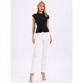 thumbnail image 4 of DARING DIVA Women's Peplum Tops Cap Sleeve Crew Neck Business Work Blouse Tops S Black, 4 of 6
