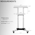 thumbnail image 3 of White Mobile 24" Height Adjustable Rolling Podium, Lectern, Laptop Workstation, 3 of 8