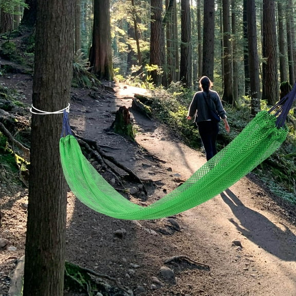 LEORX 1Set Portable Mesh Canvas Hammock for Outdoor and Indoor Use with Convenient Storage Bag