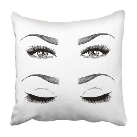 CMFUN Beauty Woman's Eyes Eyelashes Eyebrows Makeup Look Tattoo Design Brow Pillowcase Cushion Cover 16x16