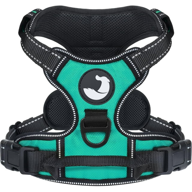HAHDAXIA Anti Pull Dog Harness for Large Dogs, Reflective Soft Padded Dog Harnesses, Adjustable, Breathable Chest Harness with Safe Easy Control Handle, Black, L