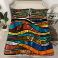thumbnail image 2 of Manfei Colorful bohemian Stripes Twin Sheet Sets,Boho Theme Twin Fitted Sheet,Modern Abstract Desgin Flat Sheet For Men Women,Breathable Home Decor,3pcs, 2 of 7