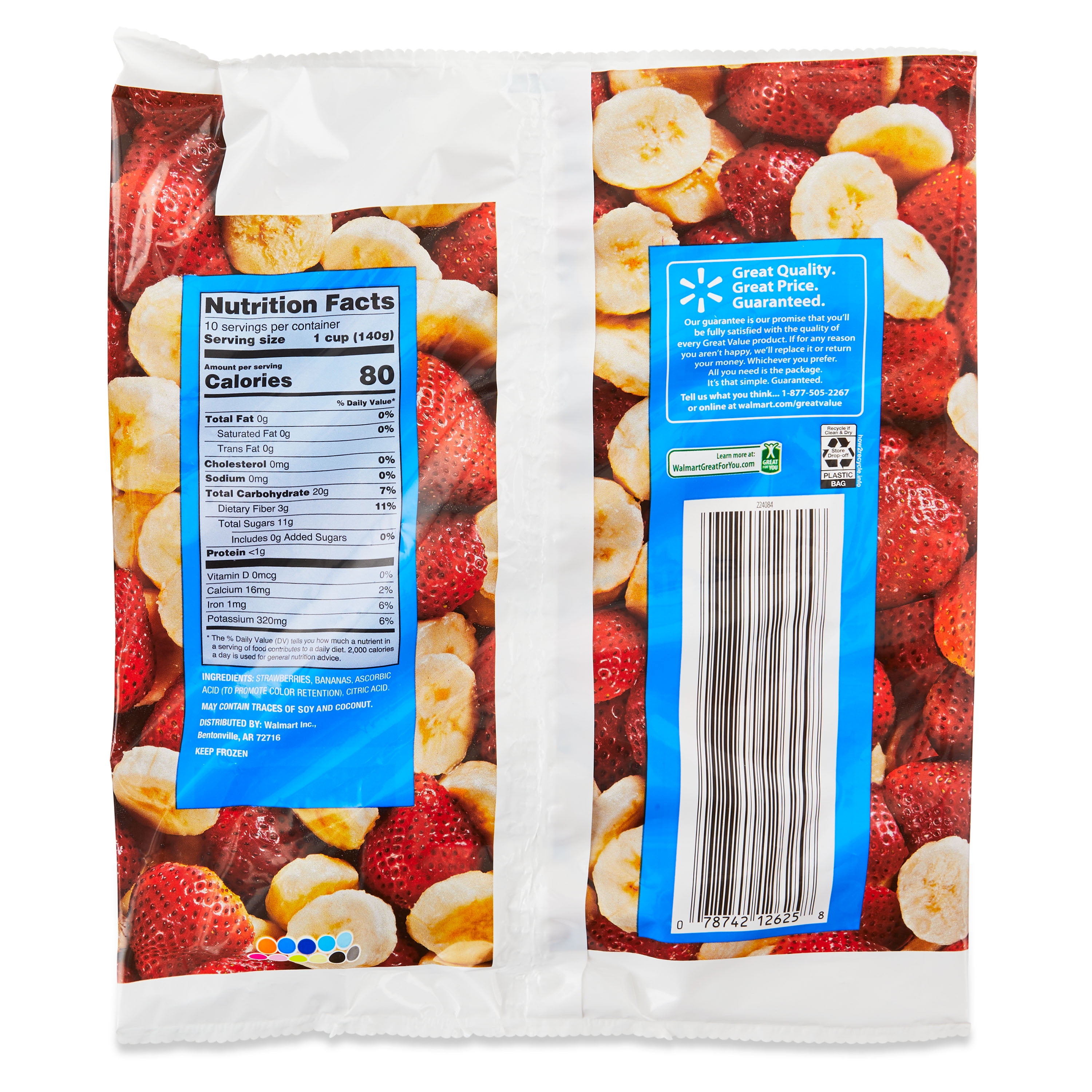 Great Value Strawberry Banana Blend, 48 oz (Frozen) May Contain Traces of Milk, Ounce
