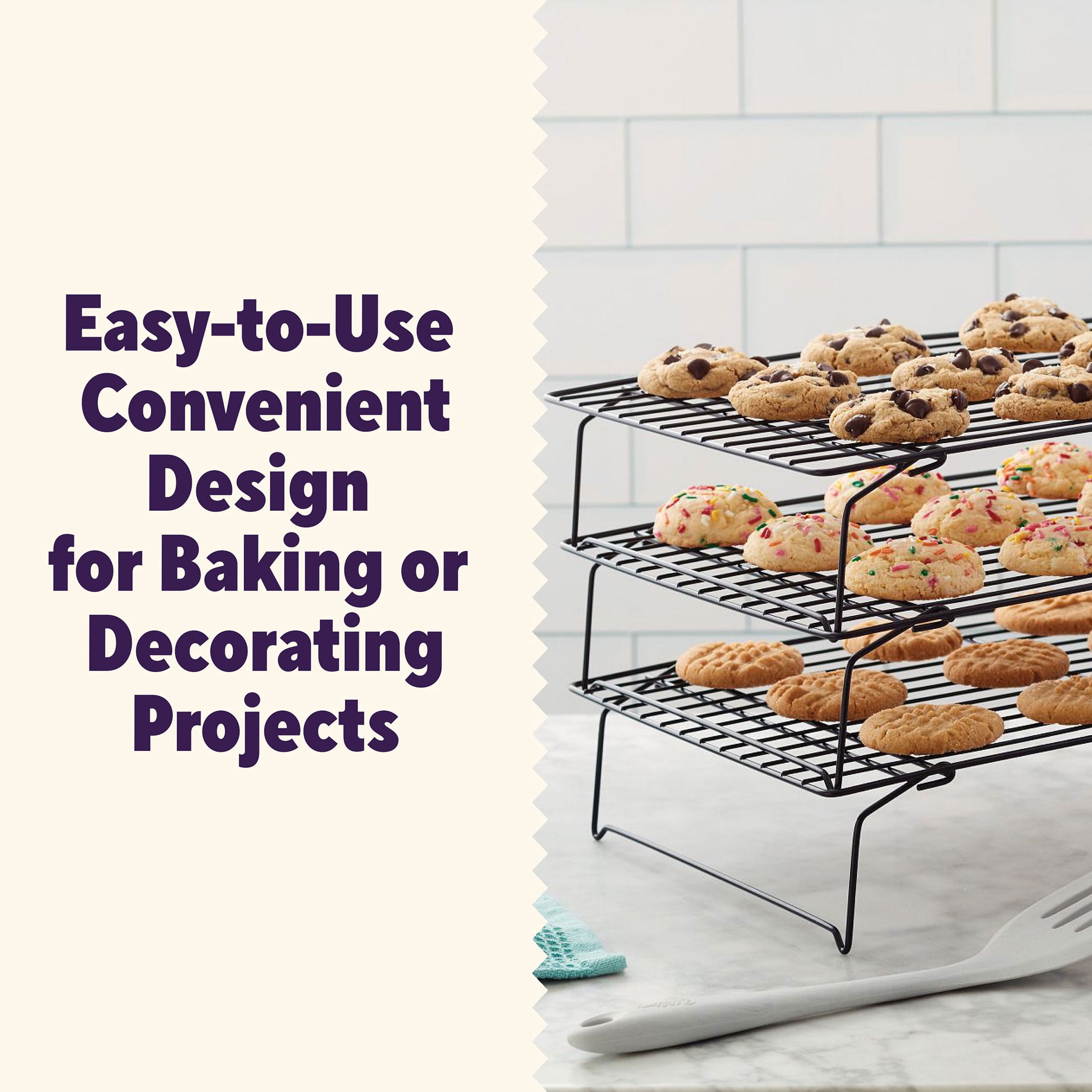 Wilton Ultra Non-Stick 15" x 9" 3-Tier Steel Cooling Rack Foldable Stackable Cooling Grid
