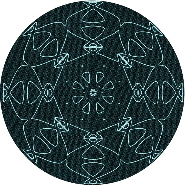 Ahgly Company Tapis Rond Lavable en Machine Intérieur Transitionnel Noir Nuit, 7 Pieds Rond