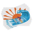thumbnail image 1 of Ambesonne Summer Place Mats Set of 4, Hot Beach Vibes Surfer, Standard Size, Sky Blue Orange, 1 of 6