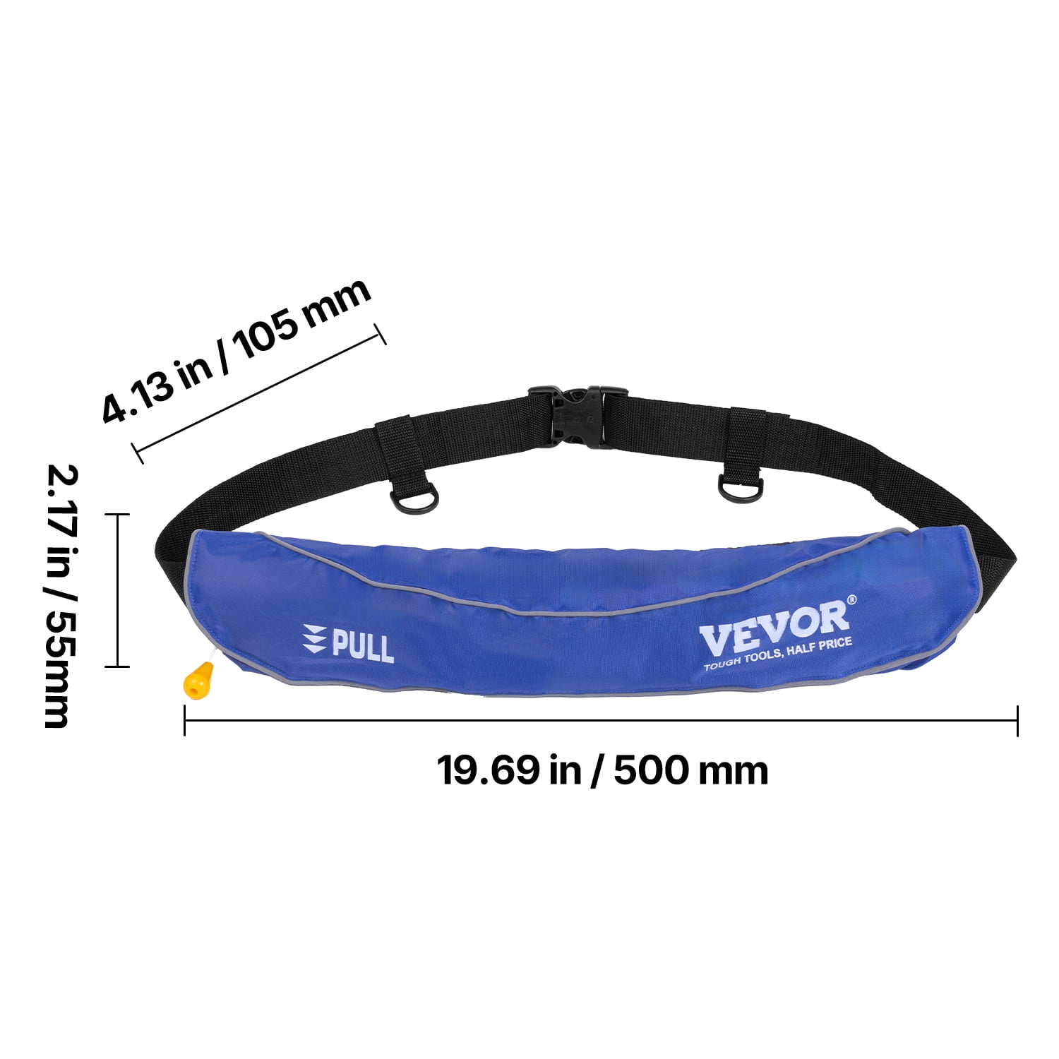 VEVOR Manual Inflatable Belt Pack for Adults, 105N Buoyancy, Over 80 Pounds and Up to 59 in Waist Adjustable, Inflatable PFD Waist for SUP Paddelboarding, Kayaking, Blue (CO2 Cylinder Not Included)