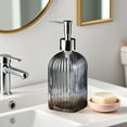 thumbnail image 4 of HHGBAD Liquid Soap Dispenser, Vertical Stripe Design, Press Pump Bottle, Durable Glass, Ideal for Hand Soap, Shampoo, Body Wash, Perfect for Bathroom or Kitchen Storage, 4 of 6