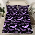 thumbnail image 2 of jejeloiu Spooky Bats Queen Sheet Sets,Happy Halloween Day Flat Sheet,Purple Black Queen Fitted Sheet For Boys Kids,Luxury Bedroom Decor,4-Piece, 2 of 7