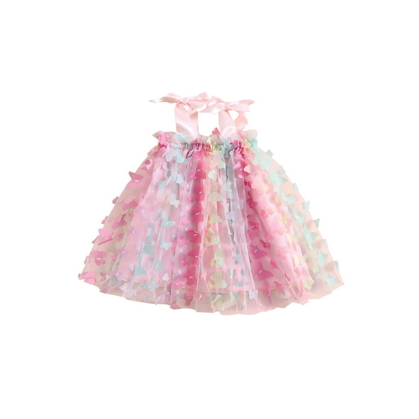 xiaxaixu Baby Kids Girl's Slip Dress, Tie-up Butterfly Summer A-line Tulle  Dress for Party Daily 