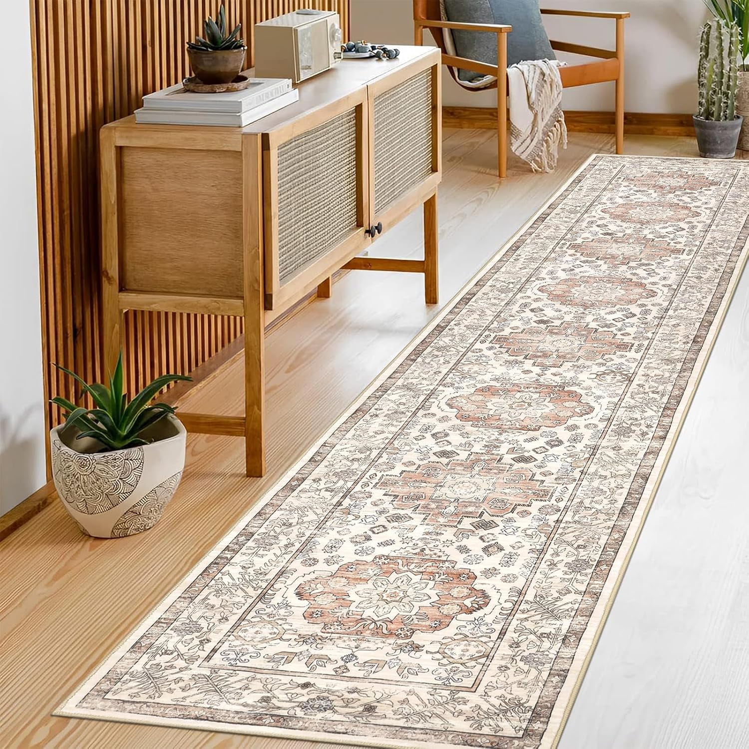 Yamaziot 2'x10' Boho Runner Rug for Hallway, Extre Long Laundry Runner Rug, Farmhouse Kitchen Rug, Non-Shedding Mat for Bedroom, Living Room, Dining Room