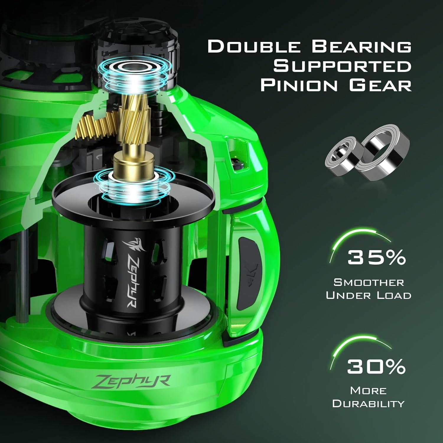 KastKing Left Baitcasting Fishing Reel, Halo XII Magnetic Braking System, 7+1Stainless Steel BB, 7.2:1-Green