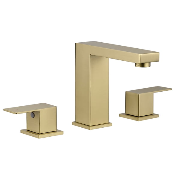 JERFIT 8 inch Widespread Bathroom Sink Faucet, Brushed Gold 3-Hole Vanity Faucet with Double Lever Handles, Stainless Steel Basin Mixer Tap