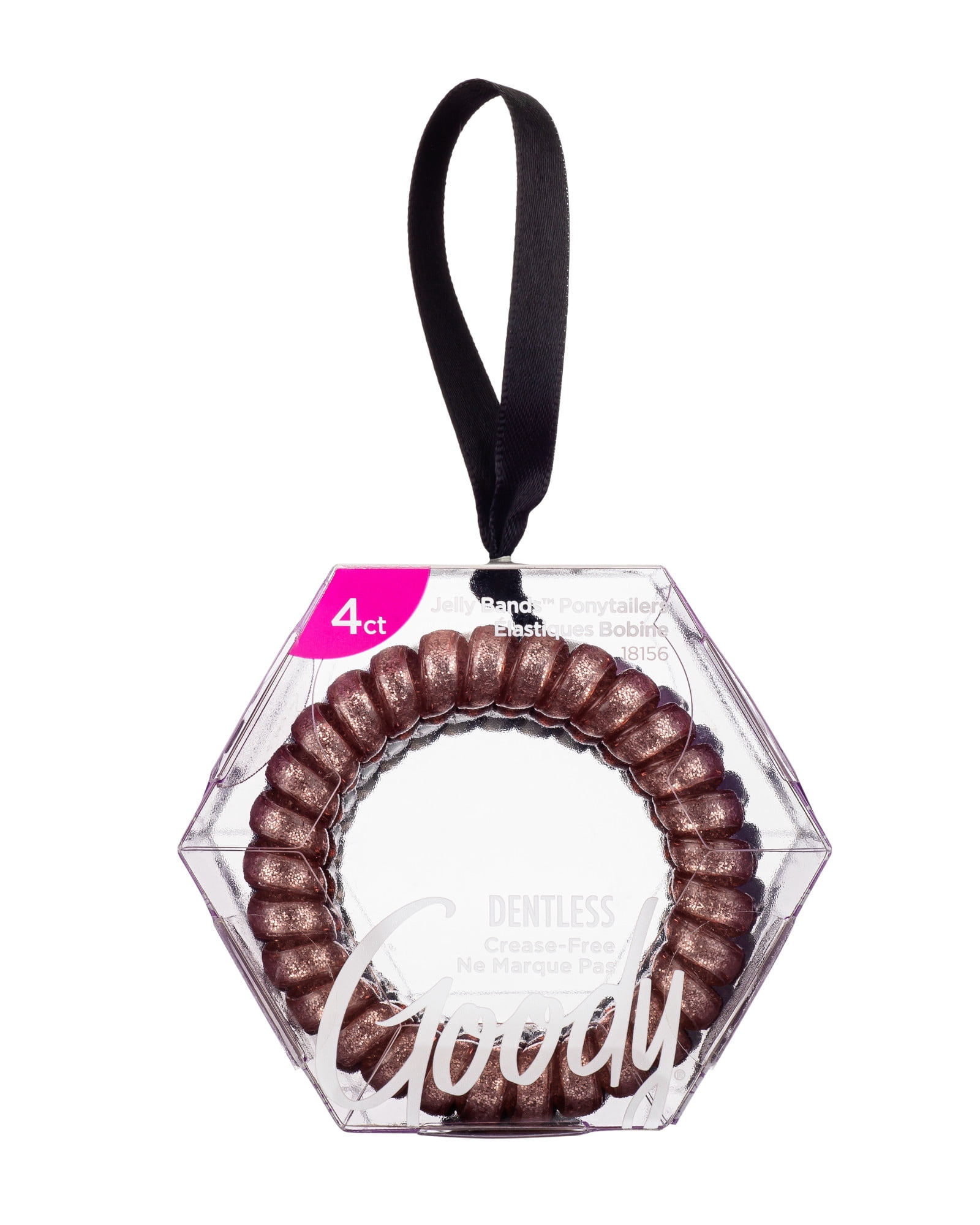 Goody Icy Holiday Coils Pink and Silver Dentless Jelly Bands 4 CT