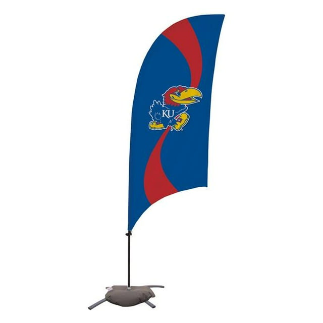 Showdown Displays 810029KAN-002 7.5 ft. Kansas Jayhawks Razor Feather NCAA Flag with Cross Base - No.002