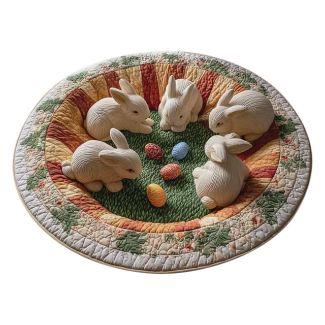 Decorative Area Rug Custom Easter Bunny Round Rug Personalized 3D Effect Easter Day Carpet Non Washable Bunny Area Rug for Living Room Bedroom Birthday Indoor Home Decor Spring Day Rug,Area Rug,Floor