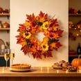 thumbnail image 6 of Fllostpr Fall 21x21 in Artificial Wreath, Faux Sunflower Pumpkin Maple Leaf Hanging Arrangement for Front Door and Home Decor, 6 of 6