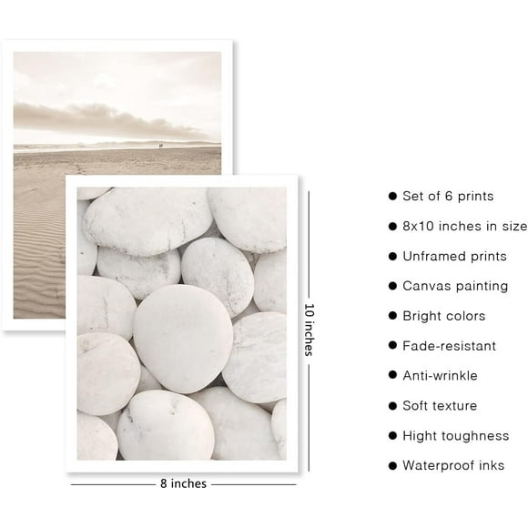 Beach Wall Art Prints Modern Seascape Inspirational Positive Quotes Sayings Landscape Sea Shell Stone Sand Plant Pictures Photo Paintings on Canvas Wall Decor (8"x10" UNFRAMED)