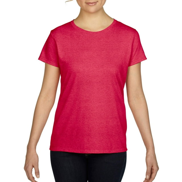 T-Shirt pour Femmes en Coton Épais, 3TG, Rouge Chiné