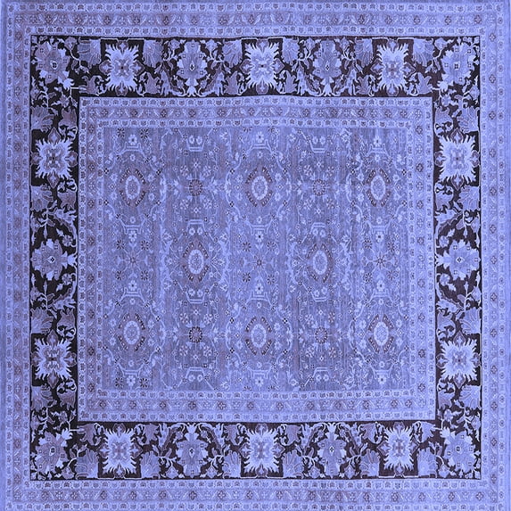 Ahgly Company Machine Washable Indoor Square Oriental Blue Industrial Area Rugs, 3' Square