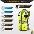 thumbnail image 3 of KwikSafety (Charlotte, NC) RoadBOSS Premium Safety Vest for Women (Limited Edition Truck Tread Design) 11 Pockets Class 2 Custom High Visibility ANSI OSHA Reflective Construction | Yellow XL, 3 of 6