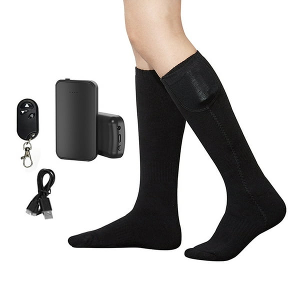 Yipa Warm Sock Electric Heated Socks Battery Heat Cotton Foot Warmer Thermal Camping Warming Heating Rechargeable With Remote Control Black With Remote Control+ Battery