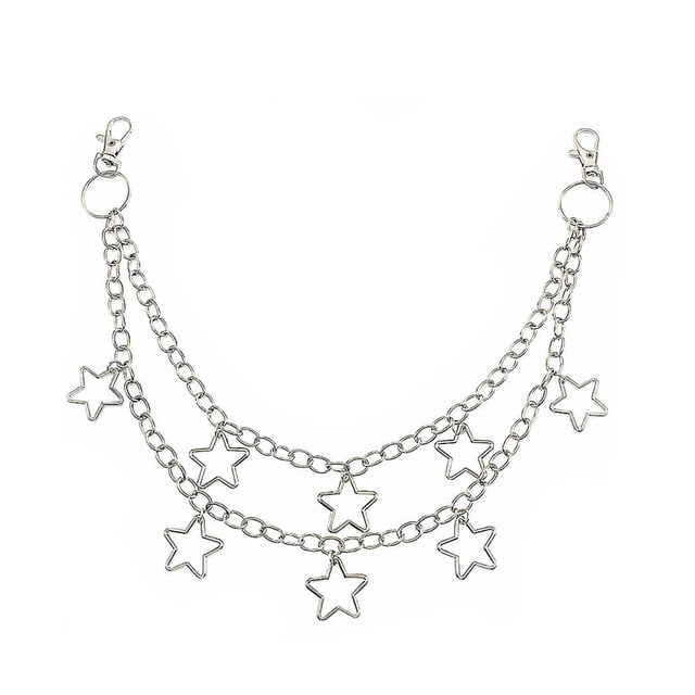 LYMAYTER Star Pattern Waist Chain Punk Pants Chain - Metal, Geometric, Hip - Hop