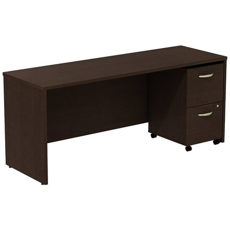 UPC: 0042976524142 | Bush Business Furniture Westfield Desk Credenza w/ 2 Drawer Mobile Pedestal Mocha Cherry SRC030MRSU