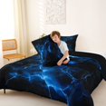 thumbnail image 4 of Homewish Blue Lightning Full Size Comforter Sets,Aesthetic Geometric Bedding Comforter Set,Black Reversible,3 Pieces,1 Comforter and 2 Pillowcases, 4 of 7