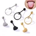 thumbnail image 5 of SeekLGT Tongue Rings Surgical Steel Heart Shape Body Piercing Jewelry for Women 14G Barbell Silver Tongue Piercing Stud Nickel Free 1pc, 5 of 8
